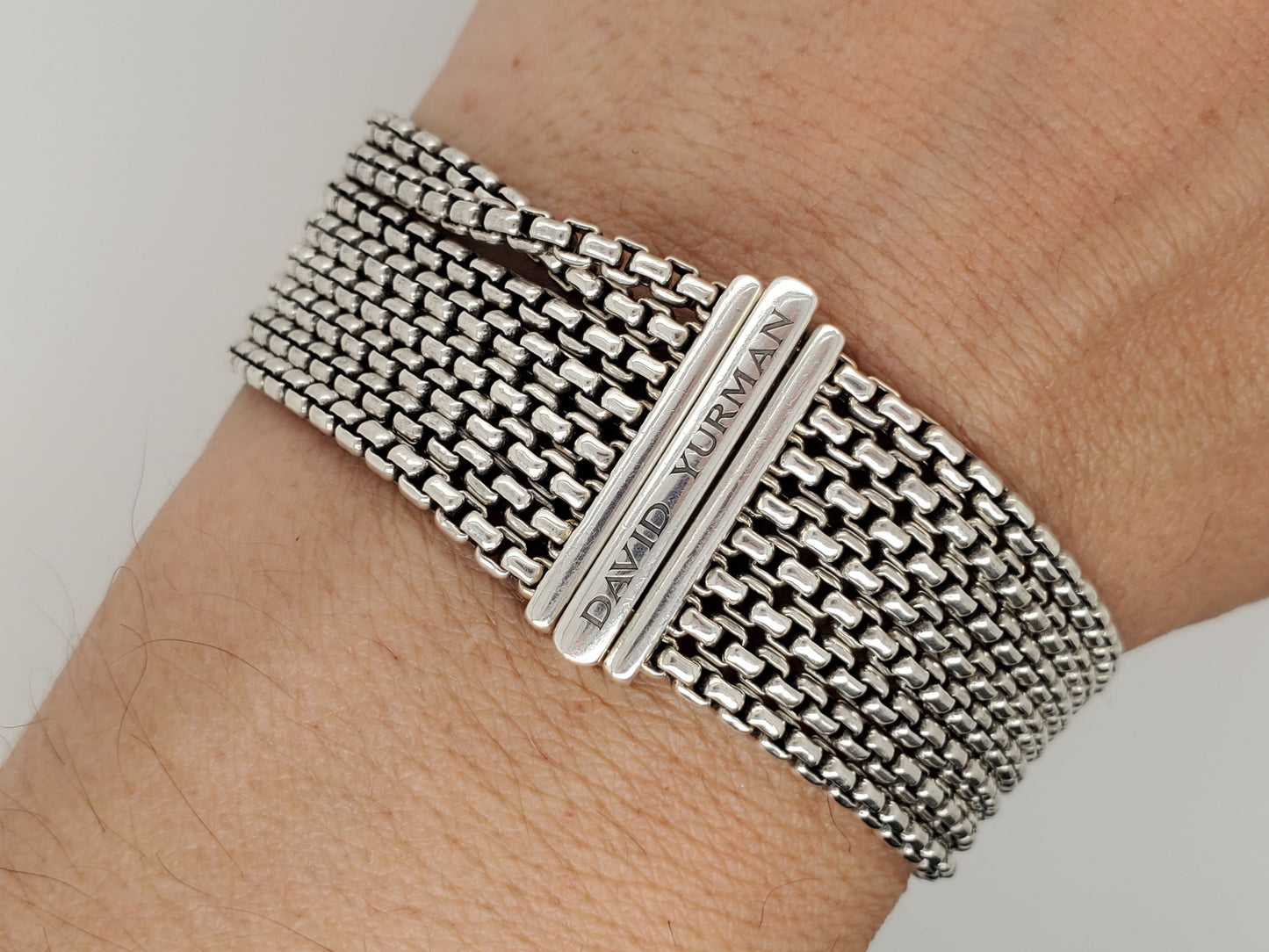 Designer David Yurman Sterling Silver 8-Row Chain Bracelet