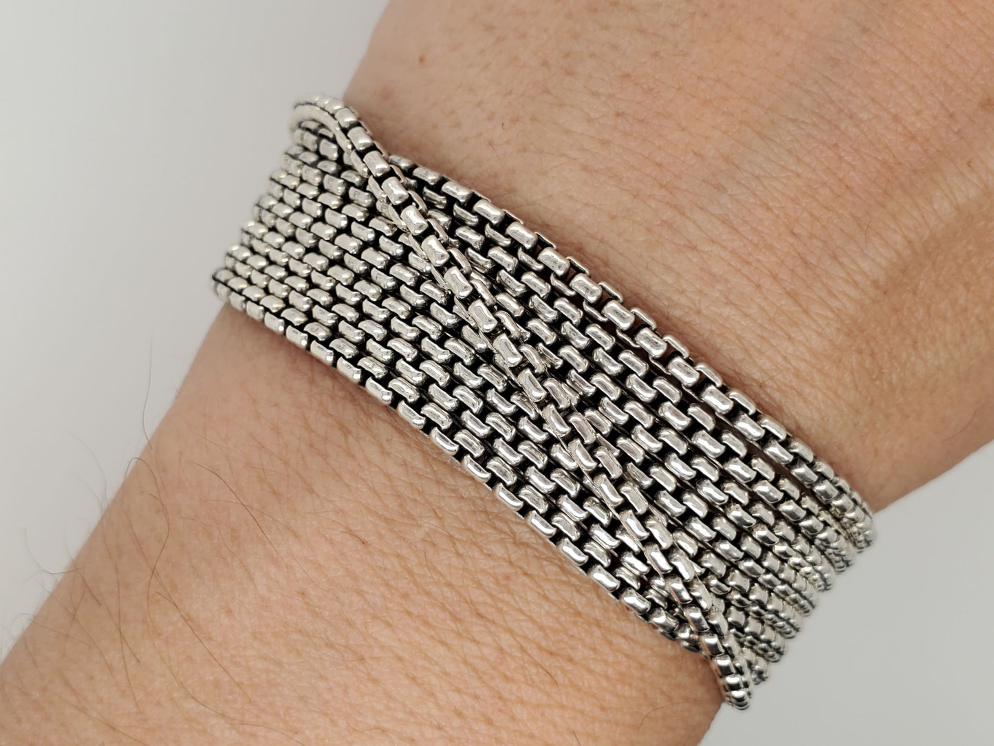 Designer David Yurman Sterling Silver 8-Row Chain Bracelet