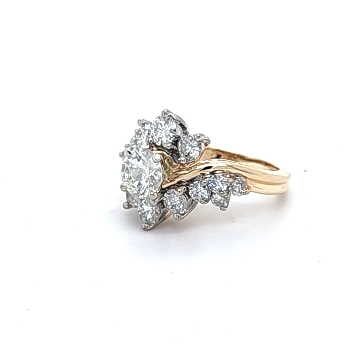 14K Yellow Gold 2.37ct Total Weight Natural Diamond Ring