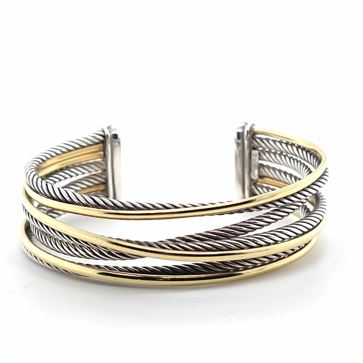 Sterling & 18K D.Y. Multi liknk cuff bracelet