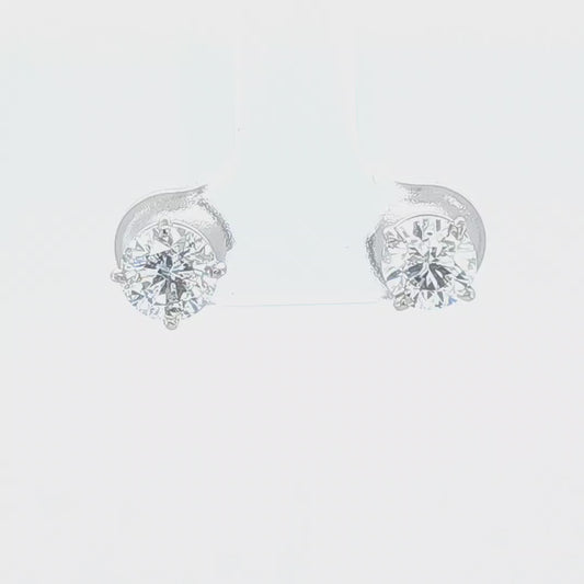 14K White Gold 1.99ct Total Weight Natural Diamond Stud Earrings