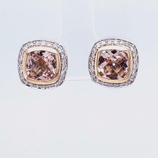 Sterling & 18K Yurman "Albion" Collection Morganite & Diamond Earrings