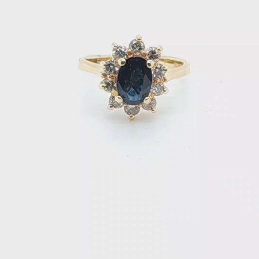14K .50ct Oval Sapphire & Diamond Ring