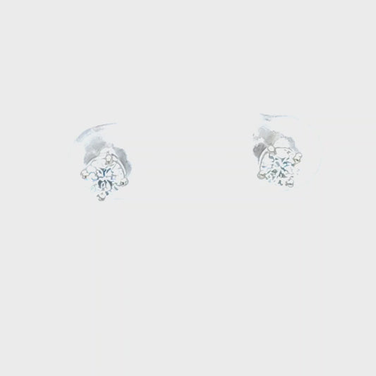 14K White Gold .37ct Total Weight Natural Diamond Stud Earrings