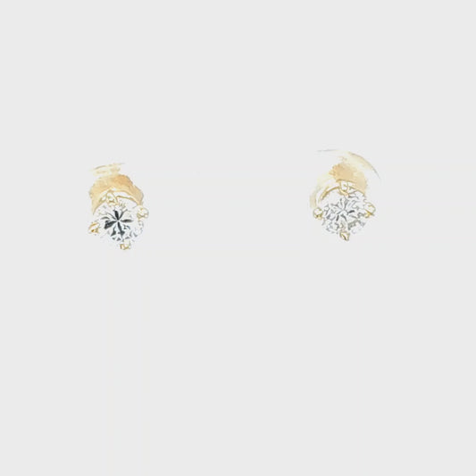14K Yellow Gold .44ct Total Weight Natural  Diamond Stud Earrings
