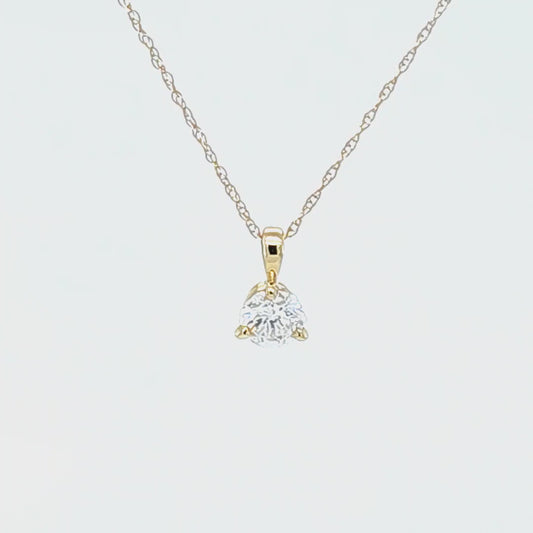 14K Yellow Gold .41ct  Natural Diamond Solitaire Pendant