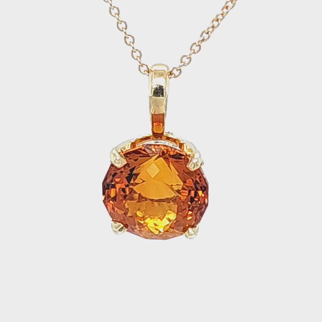 14K Yellow Gold Custom Cut 5.30ct Citrine Solitaire Pendant – The