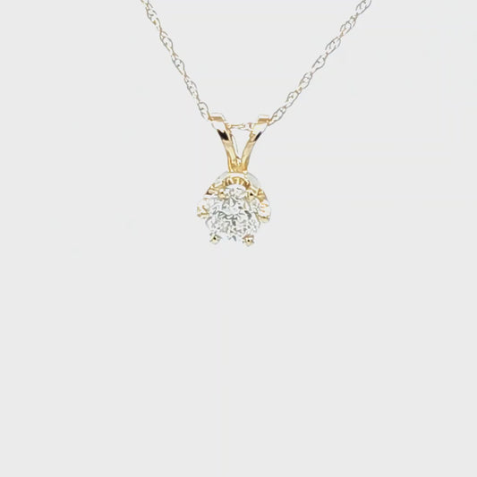 14K Yellow Gold .49ct  Natural Diamond Solitaire Pendant
