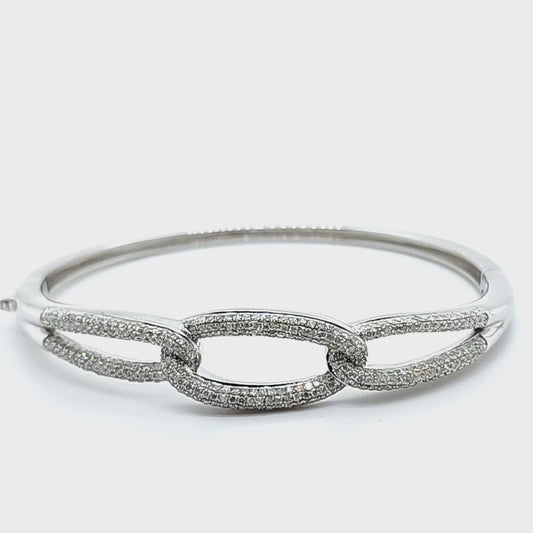 Sterlin Silver 2.00ct Total Weight Diamond Bangle Bracelet