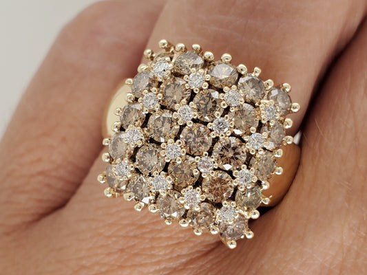 14K 2.25ct TW Champagne and White Natural Diamond Ring