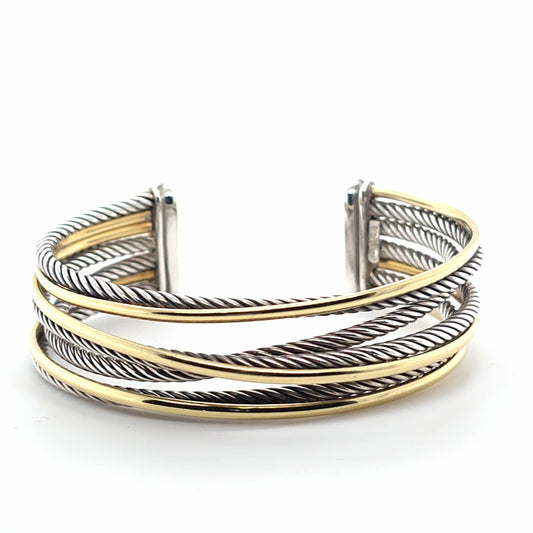 Sterling & 18K D.Y. Multi liknk cuff bracelet