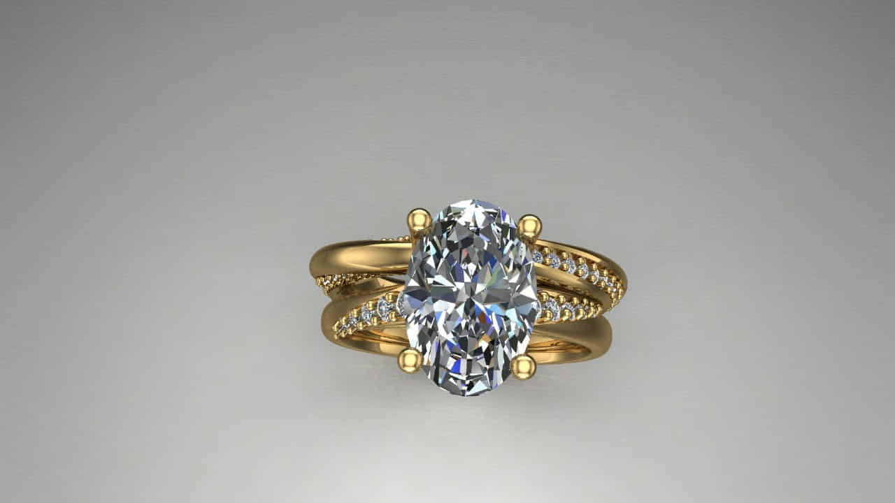 14K Special Order Custom Ring and Band with 5.04ct Oval Labgrown Diamond. Size 7.5