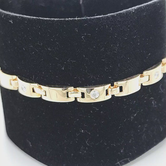 14K Yellow Gold Diamond Link Bracelet