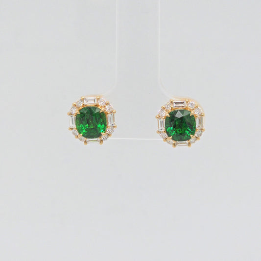 18K Tsavorite Garnet  & Diamond Earrings