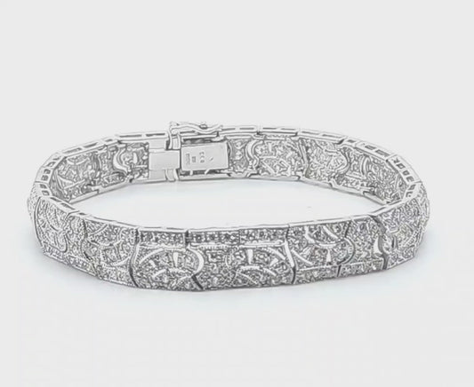 Platinum & 18K Filigree Vintage Design Diamond Bracelet