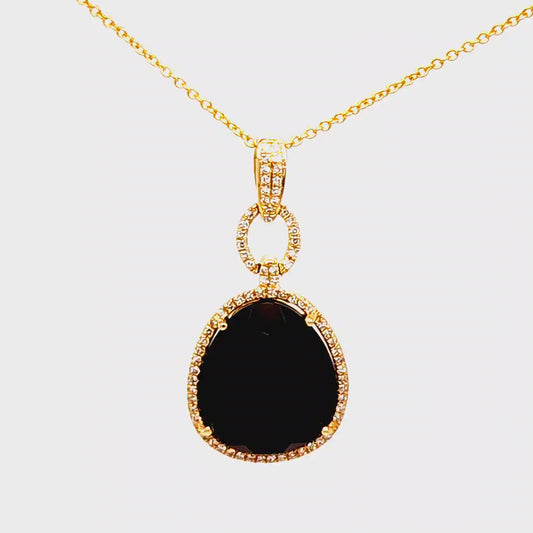 14K Yellow Gold EFFY Designer Onyx & Diamond Pendant