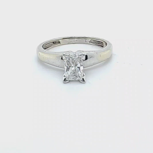 14K & Platinum .71ct Princess Cut Natural Diamond Ring