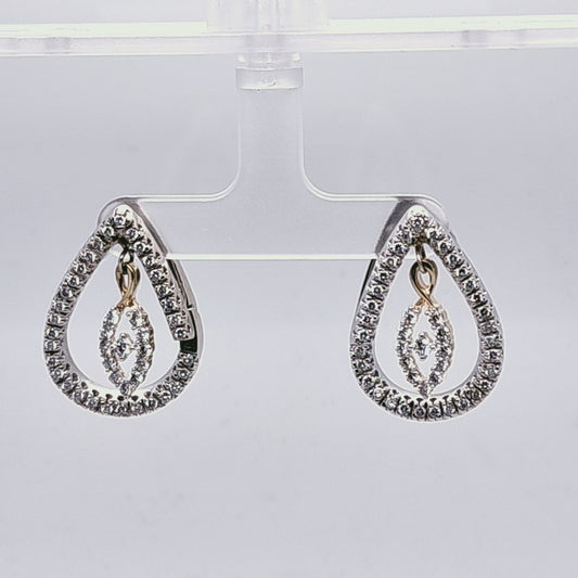 18K Custom Design 1.66ct. Total Weight Diamond Dangle Earrings