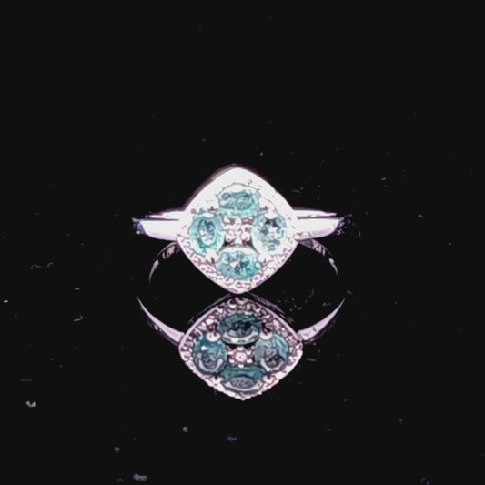 14K Four Oval Genuine Emerald & Diamond Ring