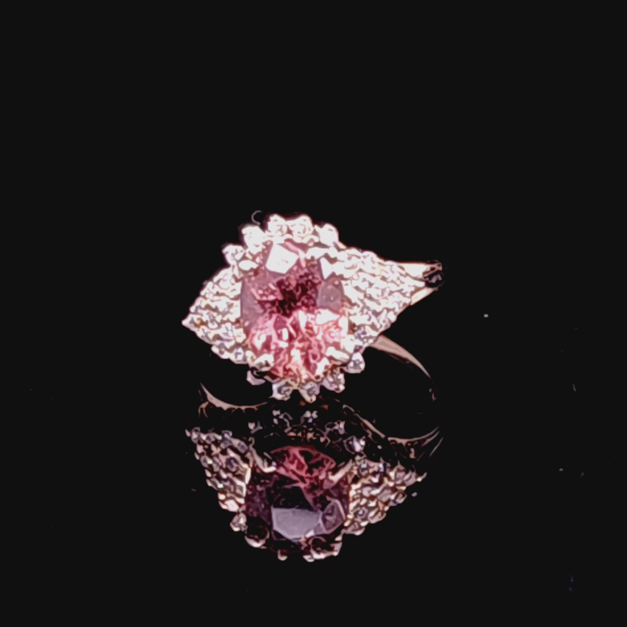Vintage Pink Topaz and Diamond Ring